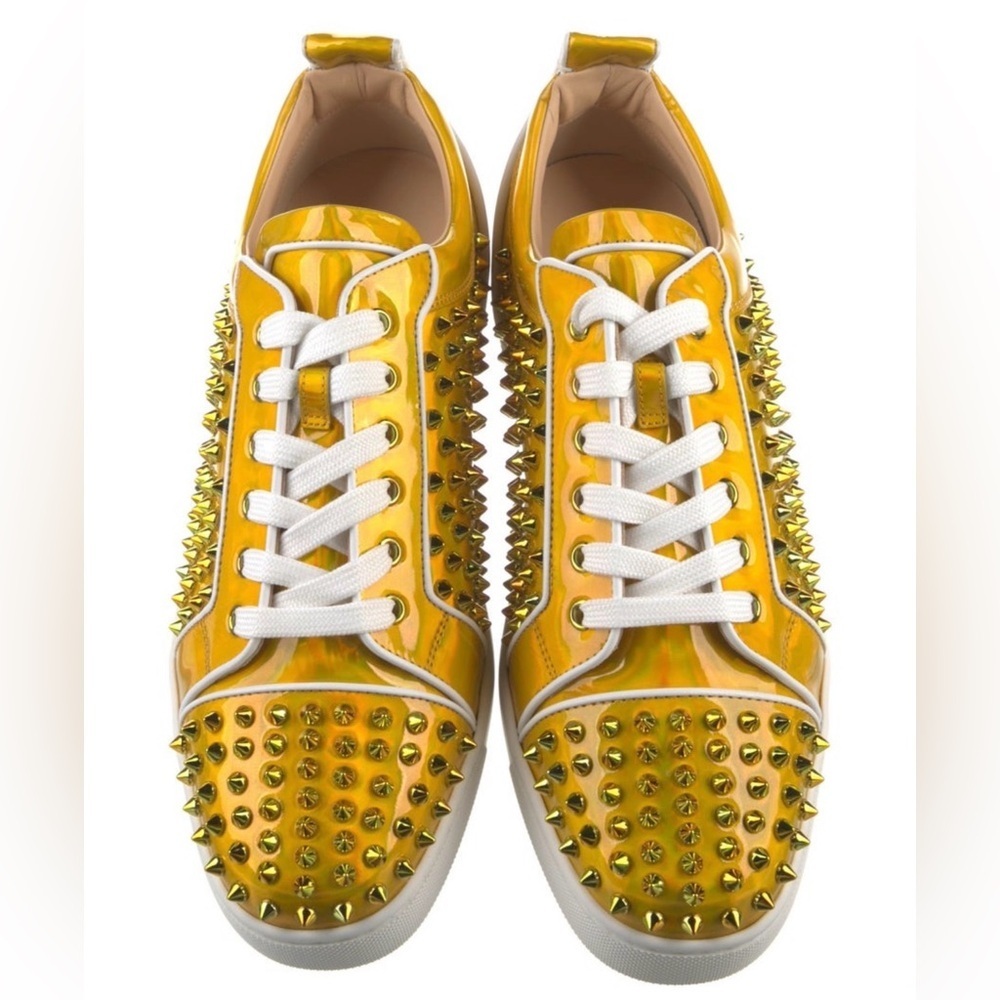 $995 CHRISTIAN LOUBOUTIN Patent Leather Psychic SPIKES Low-Tops 42.5 EU 9.5 US